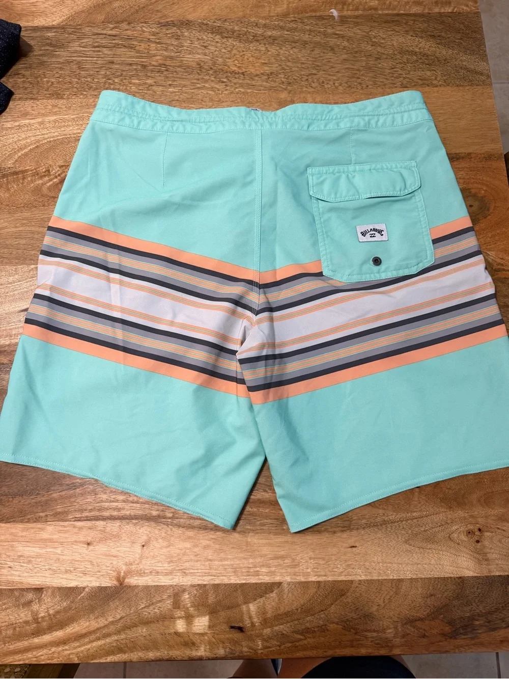 O'Neill Aqua Mint Boardshorts with Peach and Gray Stripes
